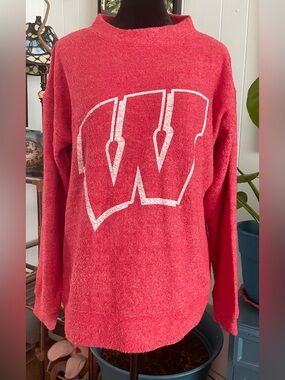 Wisconsin "Terry Cloth" Mock Neck Sweatshirt Size Small